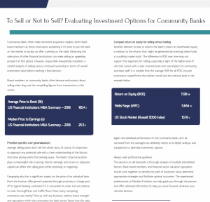 To Sell or Not to Sell? Evaluating Investment Options for Community Banks Mauldin & Jenkins