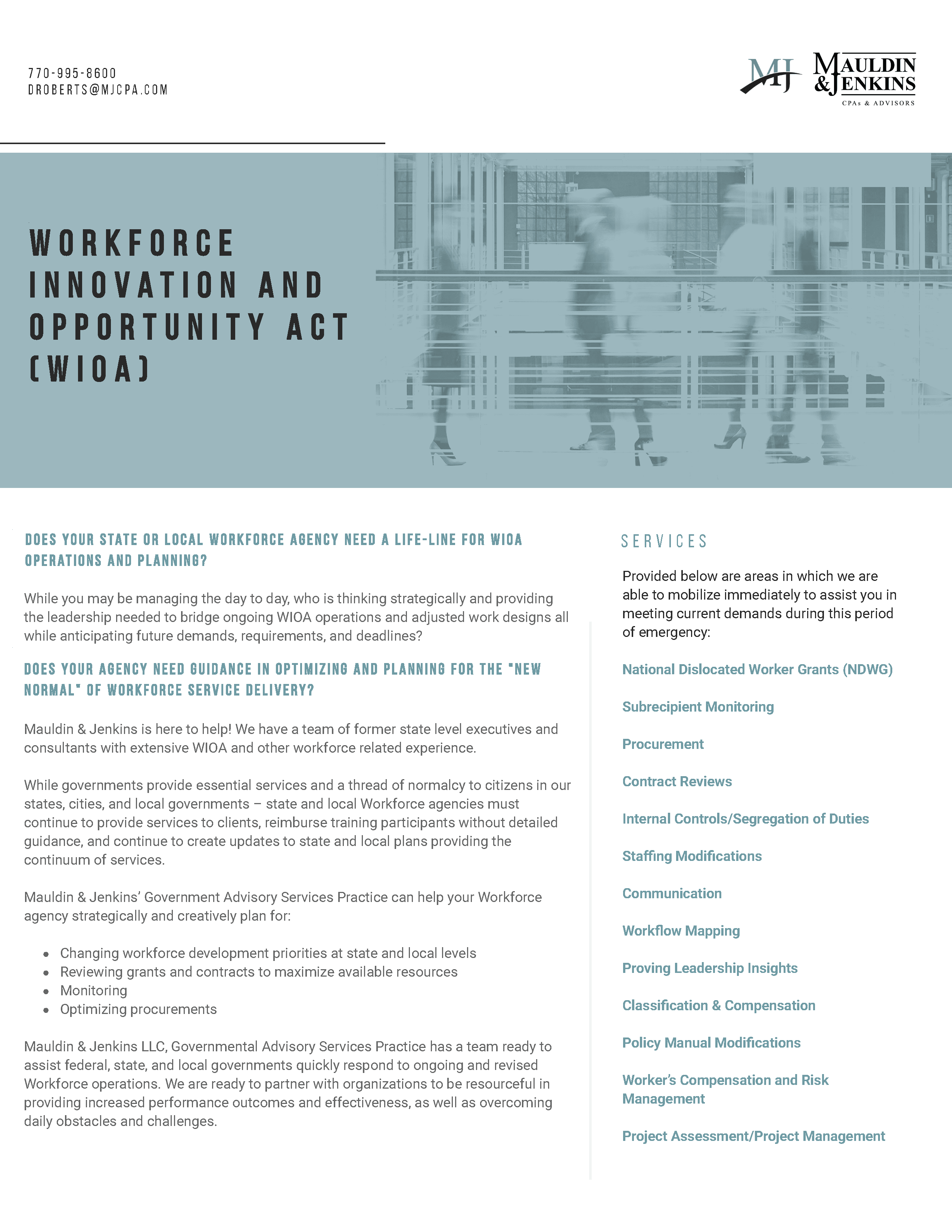 Mauldin & Jenkins workforce innovation and opportunity act wioa